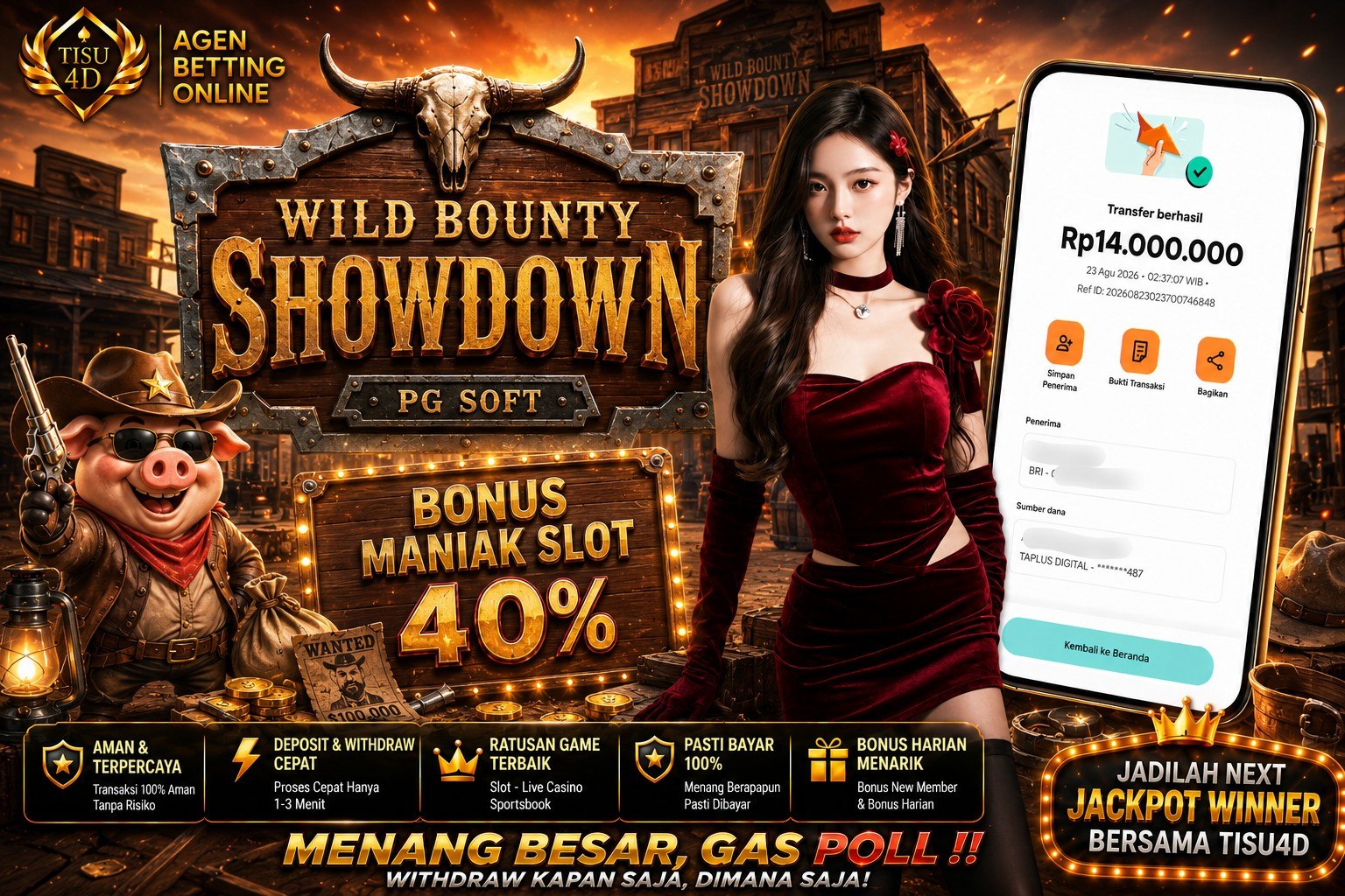 WILD BOUNTY SHOWDOWN: Duel Koboi Berhadiah, Cair Kilat Rp14.000.000!