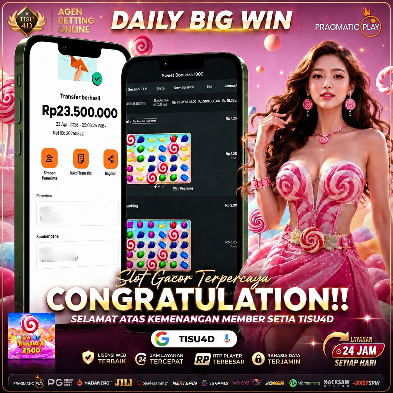 SWEET BONANZA 1000: Ledakan Permen Cuan, Cair Kilat Rp23.500.000!