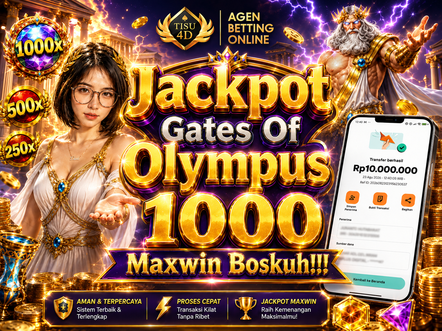JACKPOT GATE OF OLYMPUS ⚡🔥 JACKPOT GATE OF OLYMPUS hadir dengan sensasi kemenangan yang bikin makin semangat!  🚀 Main seru, raih kemenanganmu, dan nikmati keseruannya hanya di TISU4D — pilihan terba