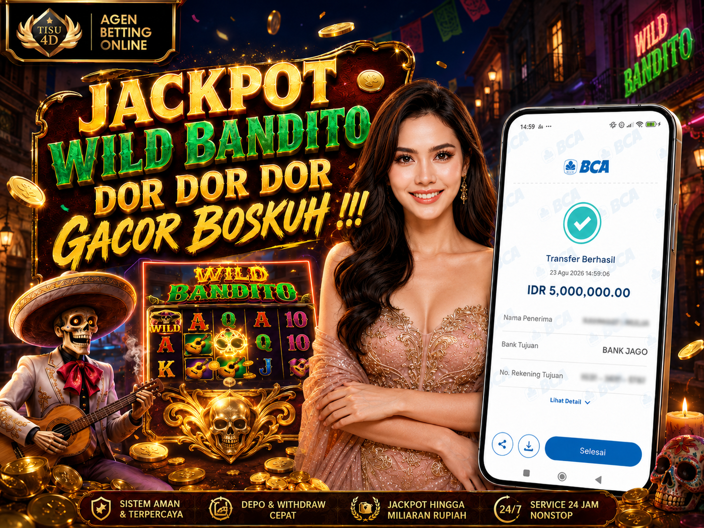 🔥 JACKPOT WILD BANDITO MENGAMUK! 🔥  🤠💰 Sensasi WILD BANDITO makin seru, jackpotnya bikin mata melotot! ⚡ Spin seru, kejutan besar, kemenangan jadi incaran!  🏆 HANYA DI TISU4D — PILIHAN TERBAIK UN