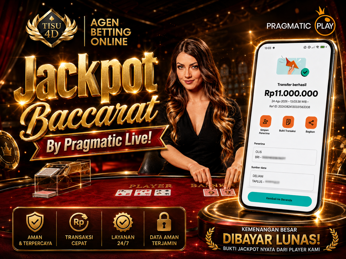 🔥 JACKPOT BACCARAT MENGGILA! 🔥  💰 KEMENANGAN BESAR, BIKIN MATA TERBELALAK! Sensasi Baccarat dengan nuansa mewah dan permainan penuh adrenalin 🎰✨  🏆 JACKPOT BESAR • TRANSAKSI CEPAT • LAYANAN 24/7