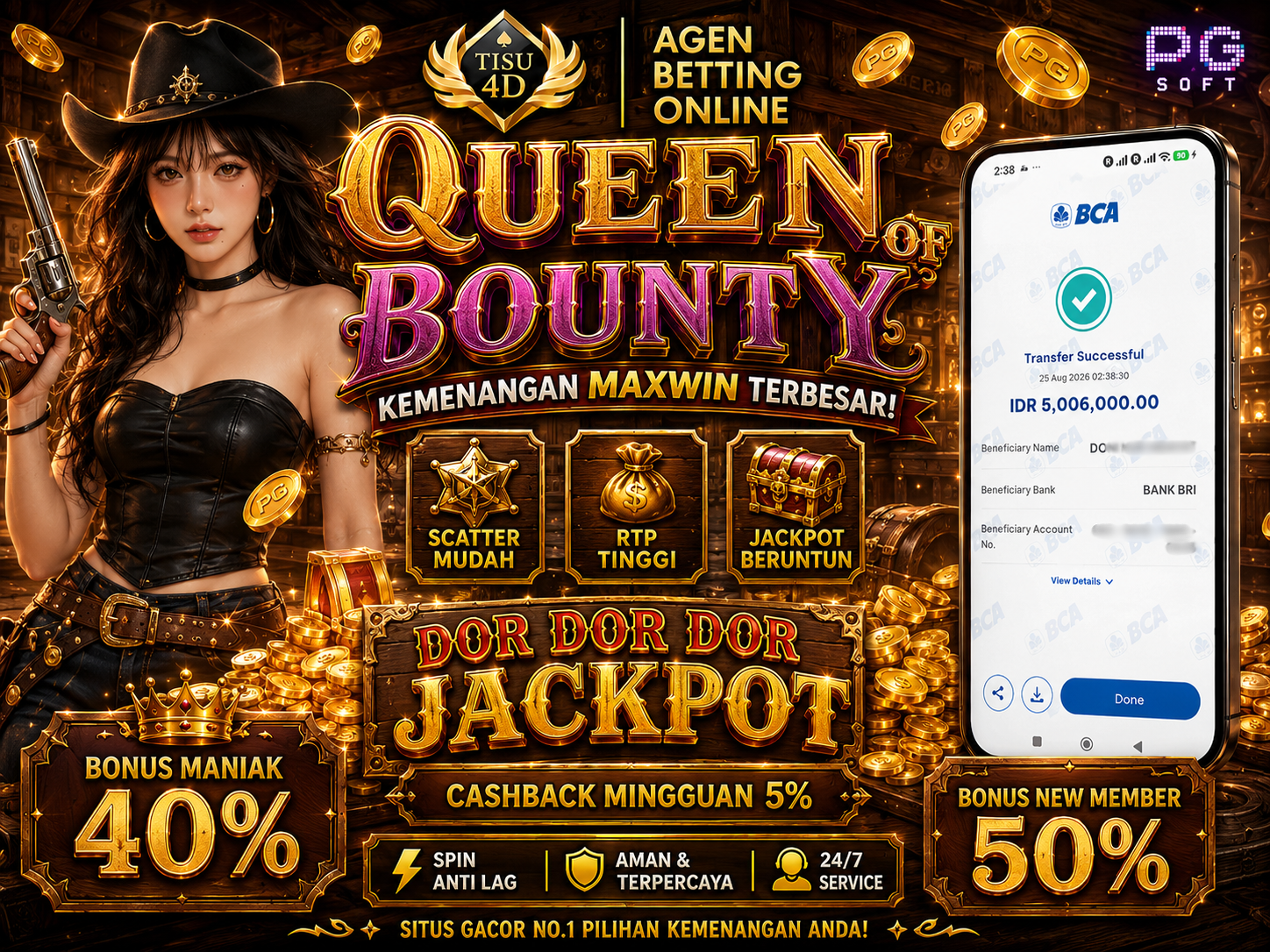 🏴‍☠️ DOR DOR DOR JACKPOT! QUEEN OF BOUNTY BAGI-BAGI REZEKI IDR 5.006.000!