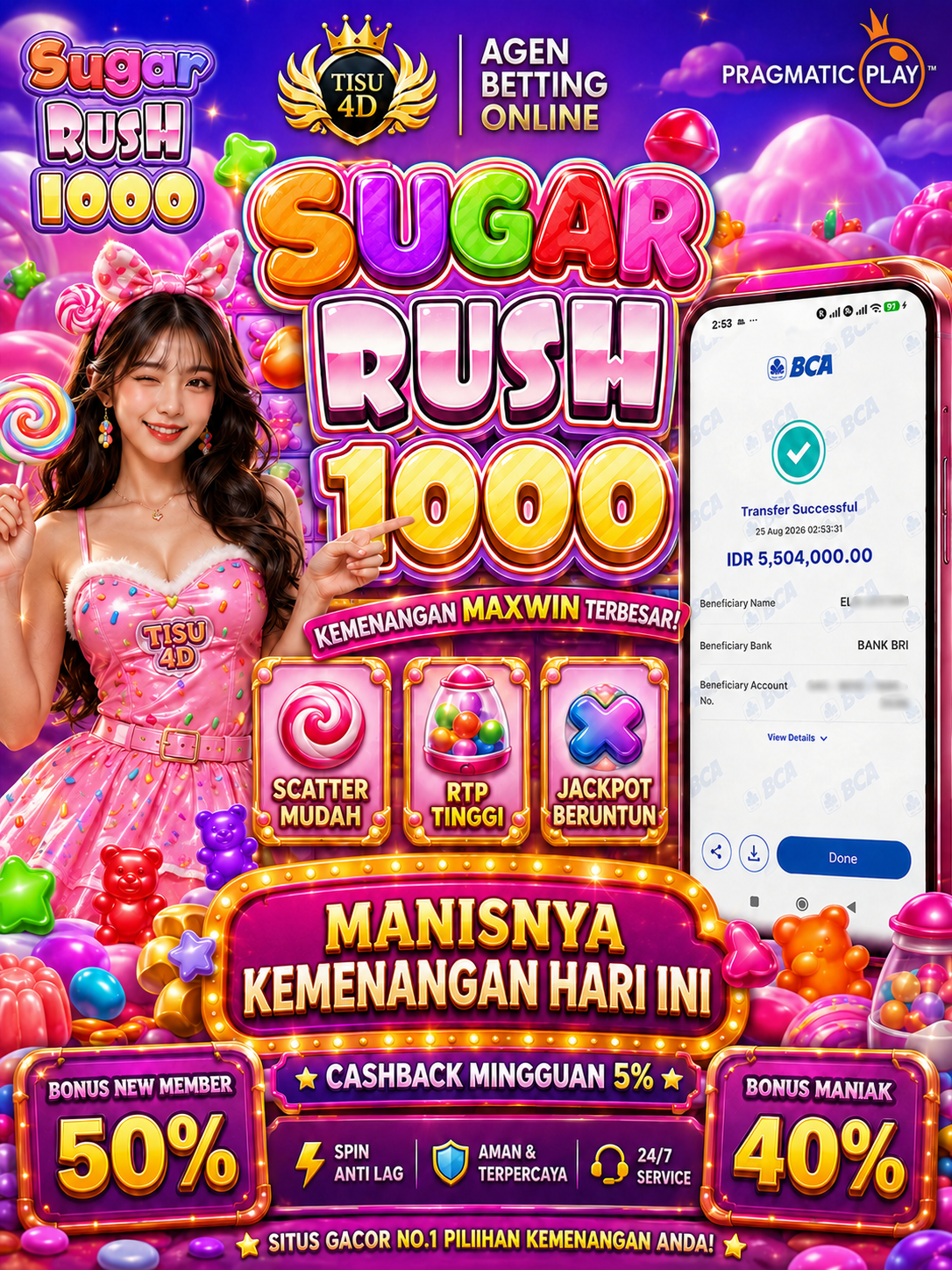 🍬 MANISNYA KEMENANGAN HARI INI! TOTAL WD IDR 5.504.000 LANGSUNG CAIR!