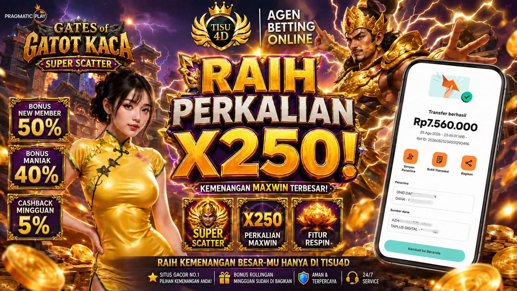 GATES OF GATOT KACA: Sambaran Petir x250, Cair Kilat Rp7.560.000!