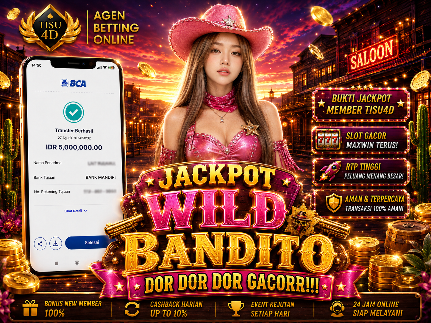 🔥 JACKPOT WILD BANDITO MELEDAK! 🔥  💰 BUKTI JACKPOT SUDAH CAIR! Wild Bandito kembali bikin heboh dengan kemenangan yang bikin mata melotot! 🤠💥