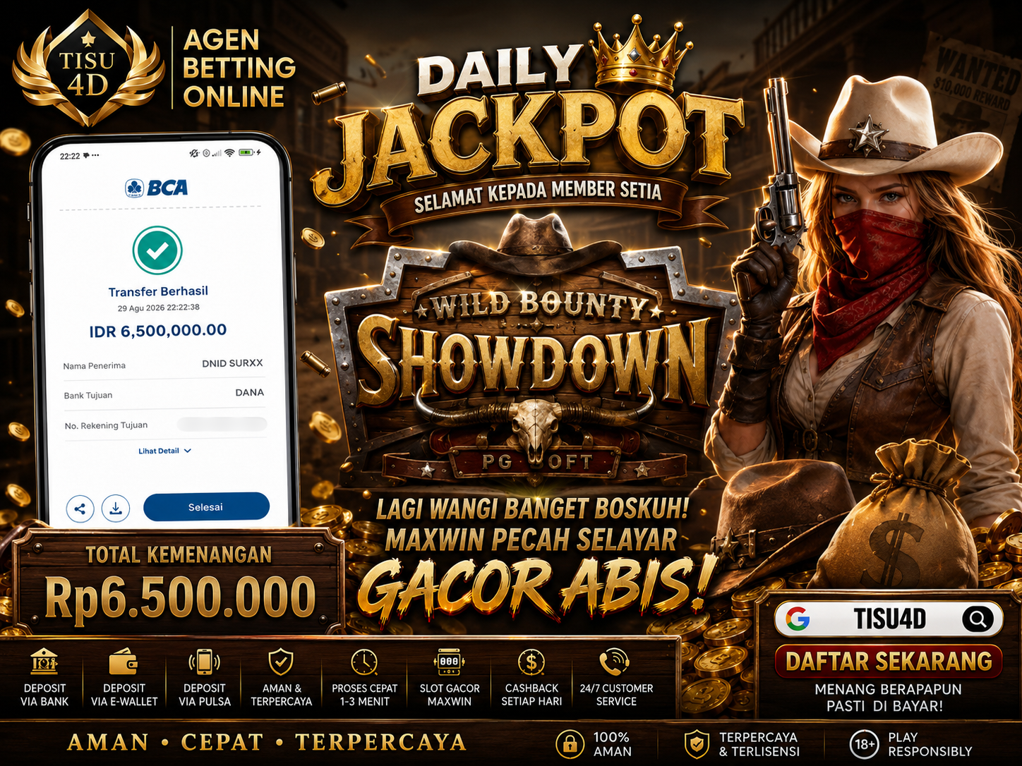 WILD BOUNTY SHOWDOWN: Tembak Jackpot Koboi, Cair Kilat IDR 6.500.000!