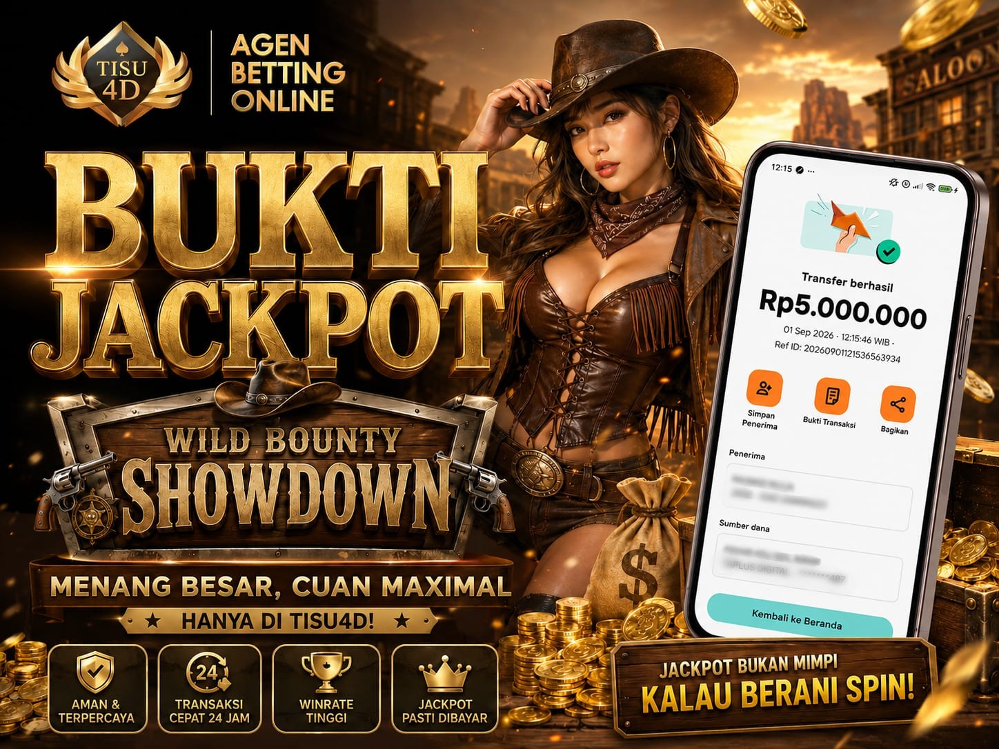 BUKTI JACKPOT WILD BOUNTY! �  �💰 JACKPOT BESAR, BUKTI NYATA !Wild Bounty kembali memberikan kejutan dengan kemenangan fantastis dari member TISU4D!