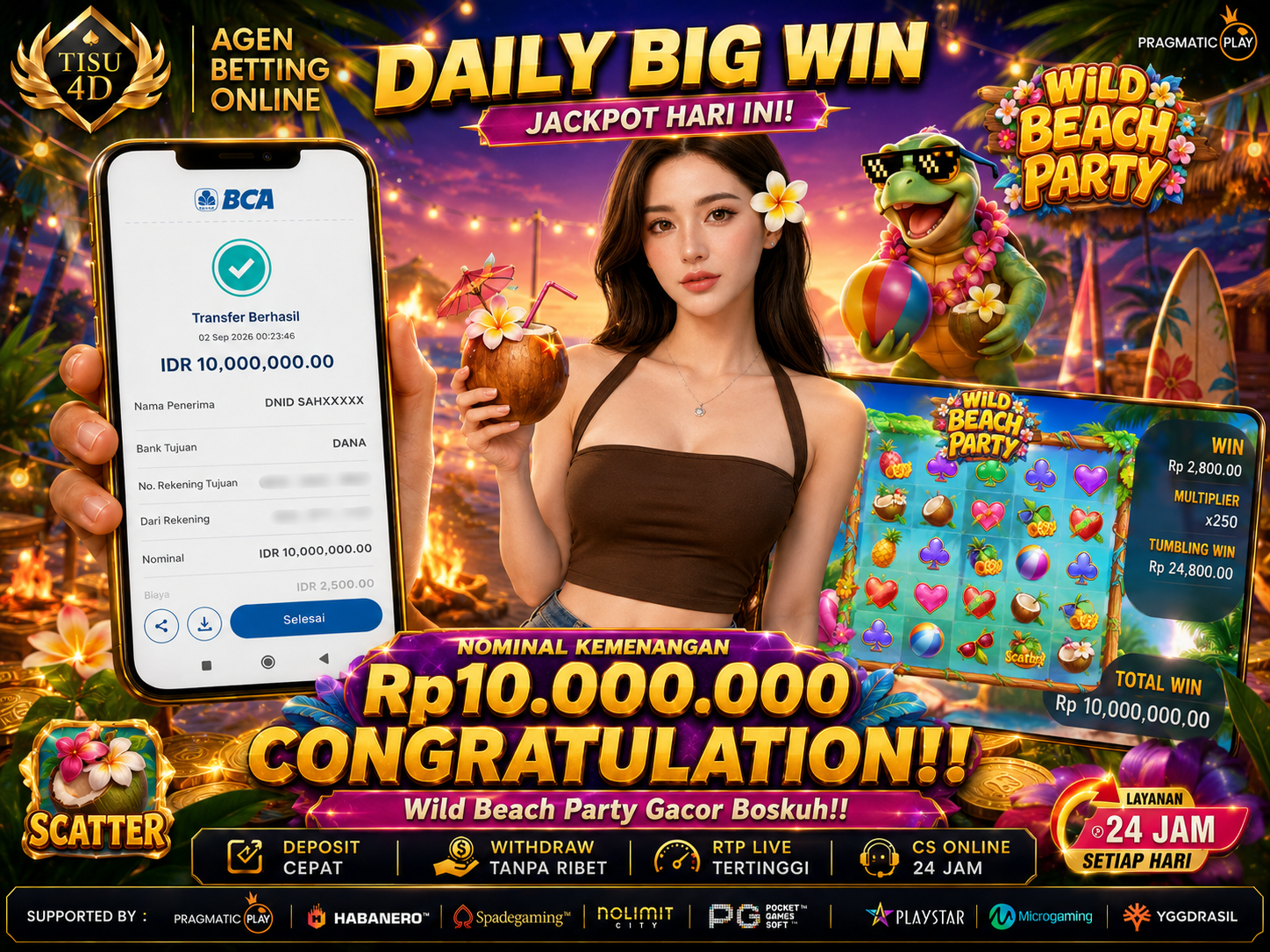 🔥 RTP LAGI MERAH TINGGI! Wild Beach Party Lagi Gacor Parah JP Rp 10 Juta Hari Ini!