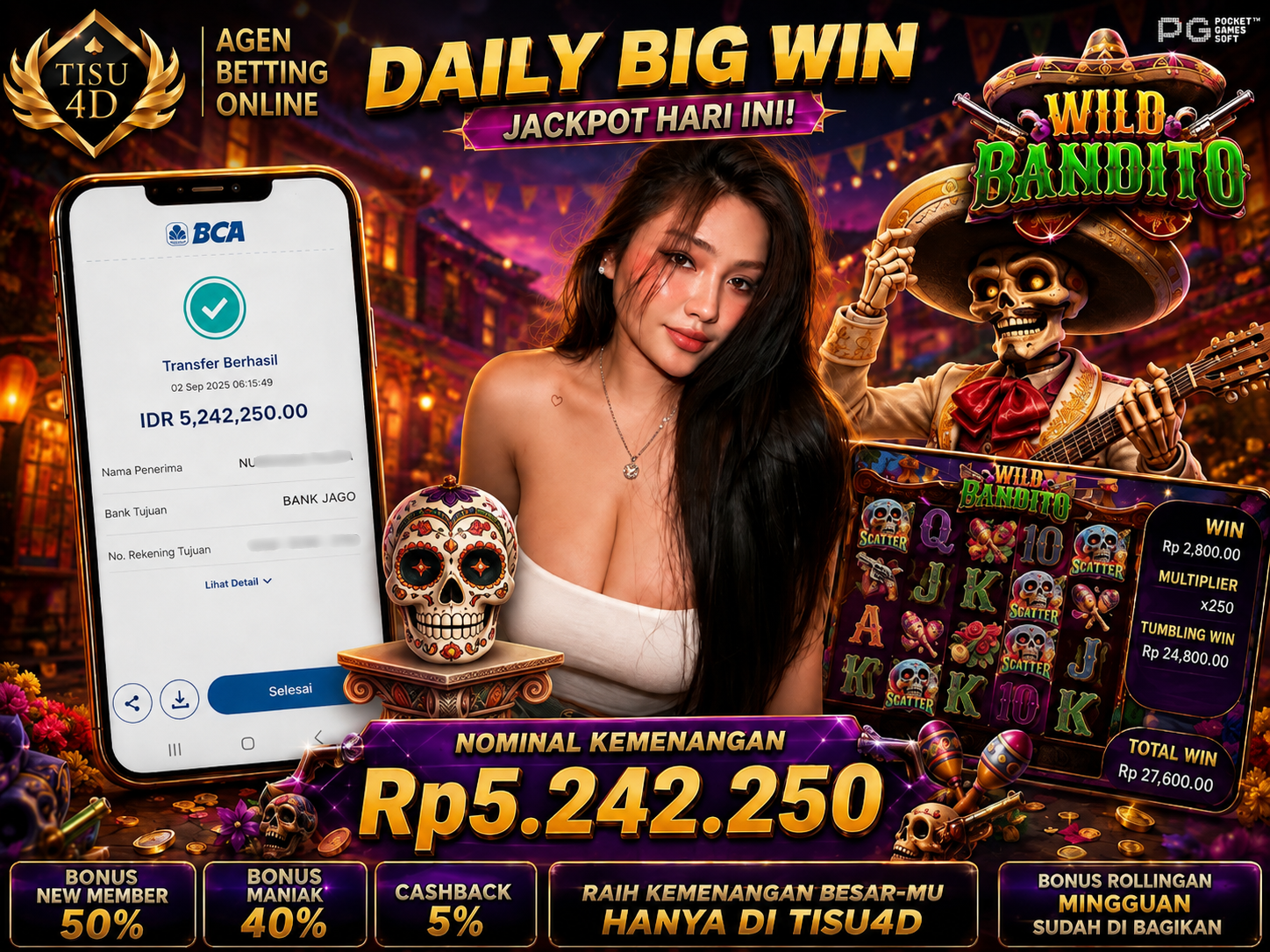 🌵🪕 AKSI BANDIT MEKSIKO BAGI-BAGI BRANKAS EMAS! TOTAL WD IDR 5.242.250 CAIR! 💀