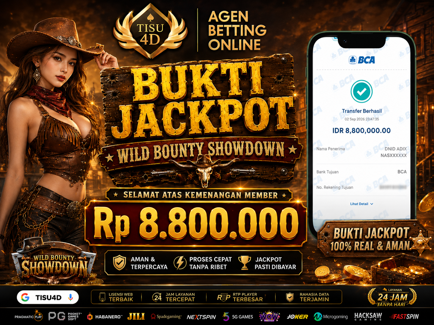 BUKTI JACKPOT WILD BOUNTY! �  �💰 JACKPOT BESAR, BUKTI NYATA !Wild Bounty kembali memberikan kejutan dengan kemenangan fantastis dari member TISU4D!