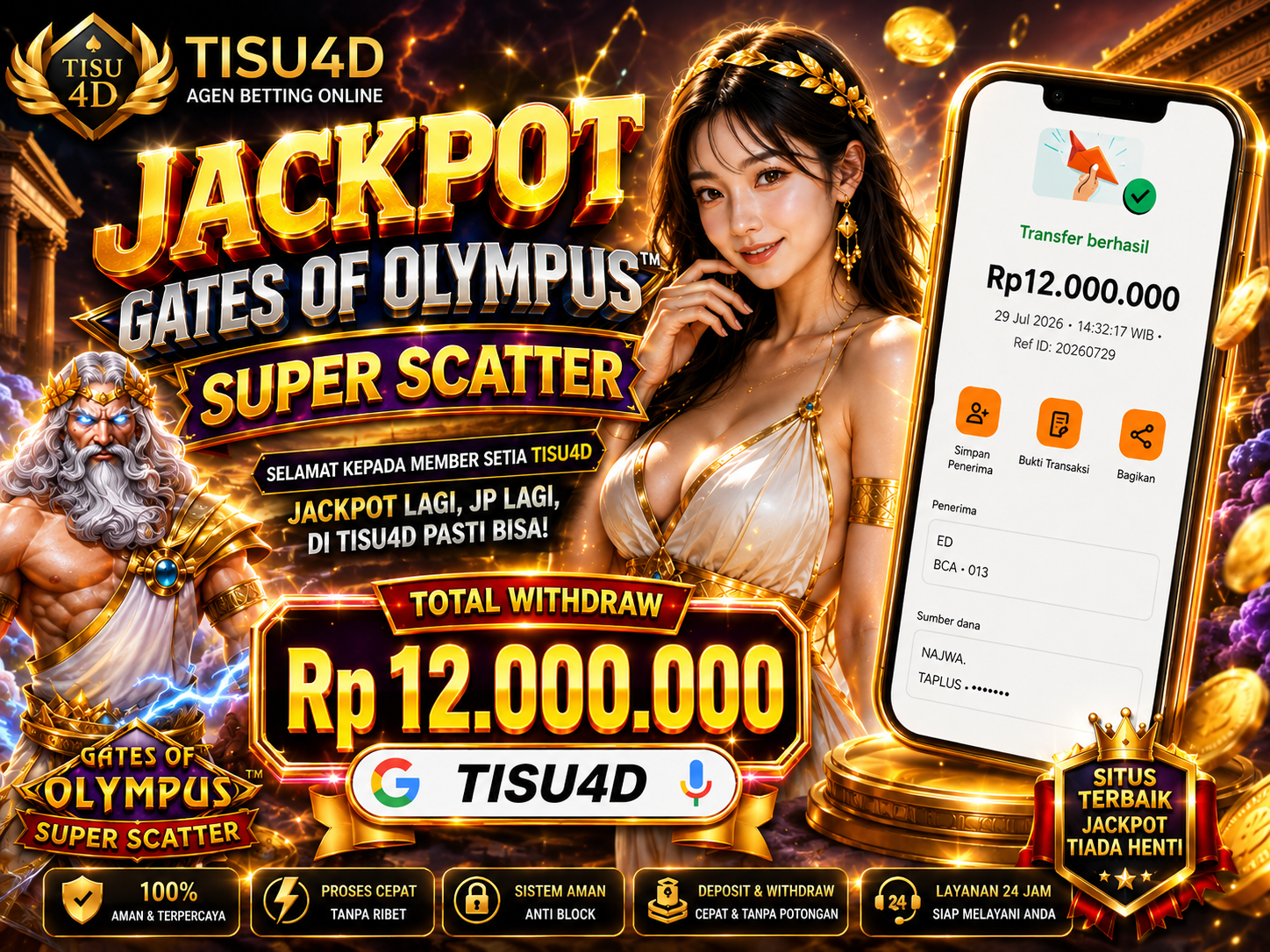 JACKPOT BESAR, SENSASI MAKIN MEMBARA! 🔥 🎰 Gates of Olympus – Super Scatter 💰 Total Withdraw Rp12.000.000 ✨ Saat keberuntungan datang, jangan lewatkan momennya!
