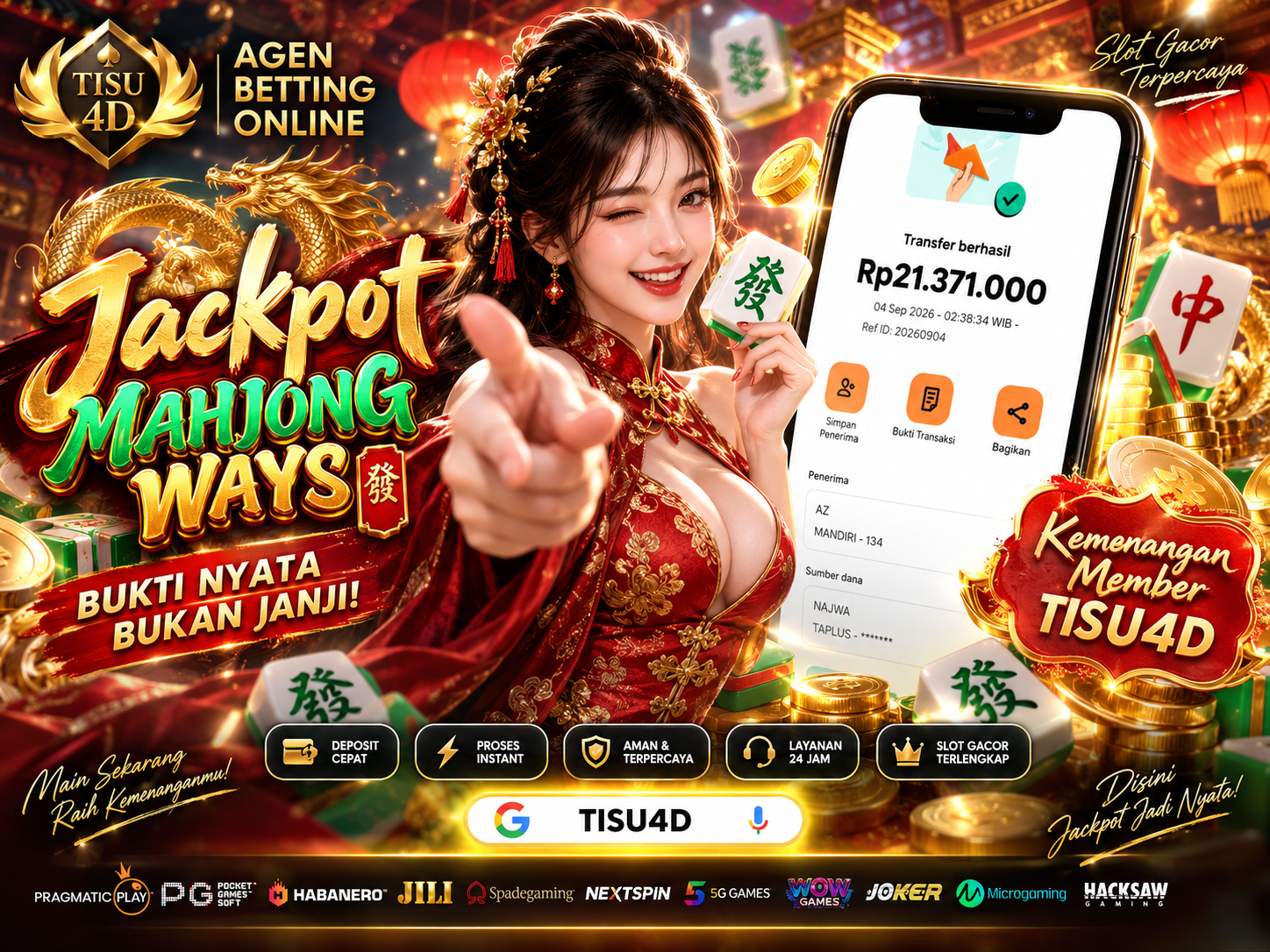 🀄 MAHJONG WAYS PECAH SELAYAR! 🀄 💰 Sekali putar, kejutan besar menanti! 🔥 JACKPOT BESAR, MENANG BESAR! ✨ Bukti kemenangan member TISU4D!