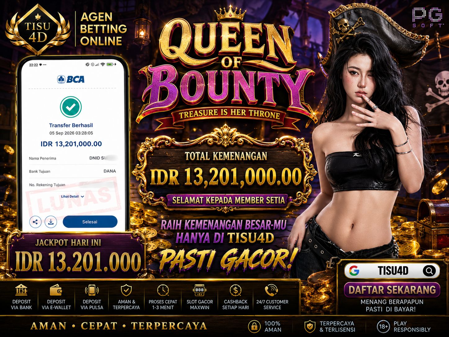 HARTA BAJAK LAUT QUEEN OF BOUNTY PECAH MAXWIN 13,2 JUTA! 🏴‍☠️💎