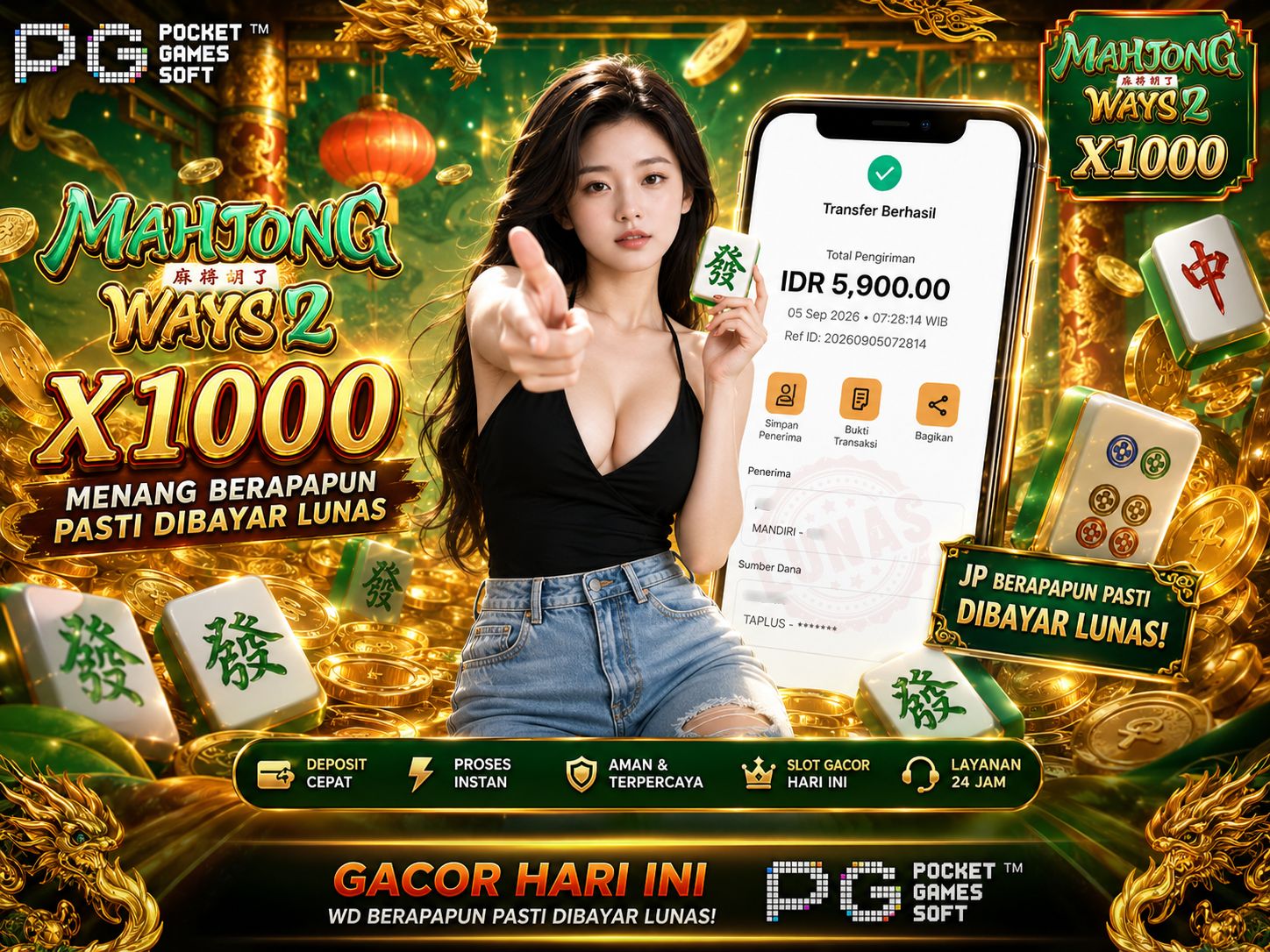 🀄️ PERKALIAN PECAH! MAHJONG WAYS 2 X1000 SUKSES BANYAKIN CUAN 5,9 JUTA! 🀄️💰