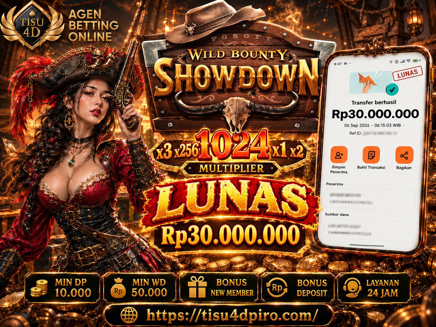 🔥 WILD BOUNTY SHOWDOWN hadir dengan kemenangan GILA! 🔥