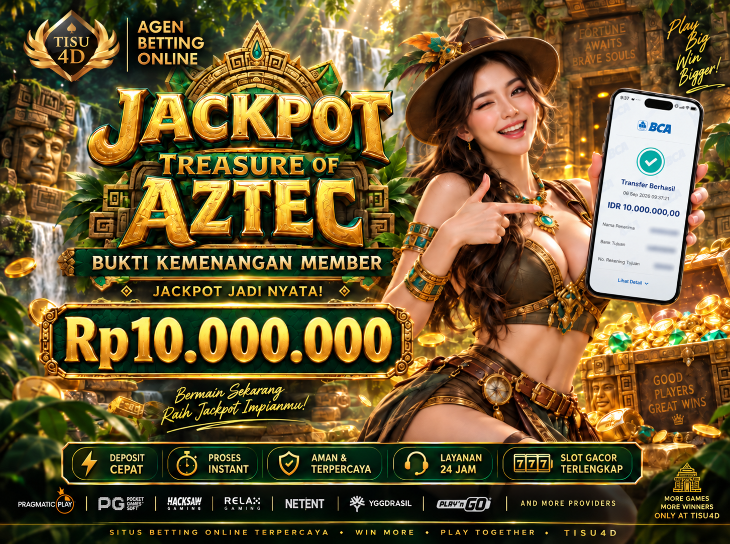 TEMUKAN HARTA KARUN, RAIH JACKPOT IMPIAN! 🏆 Masuki dunia Treasure of Aztec dan nikmati sensasi permainan penuh kejutan. 💰 JACKPOT JADI NYATA — Rp10.000.000! TISU4D — MAIN SERU, MENANG JADI CERITA!