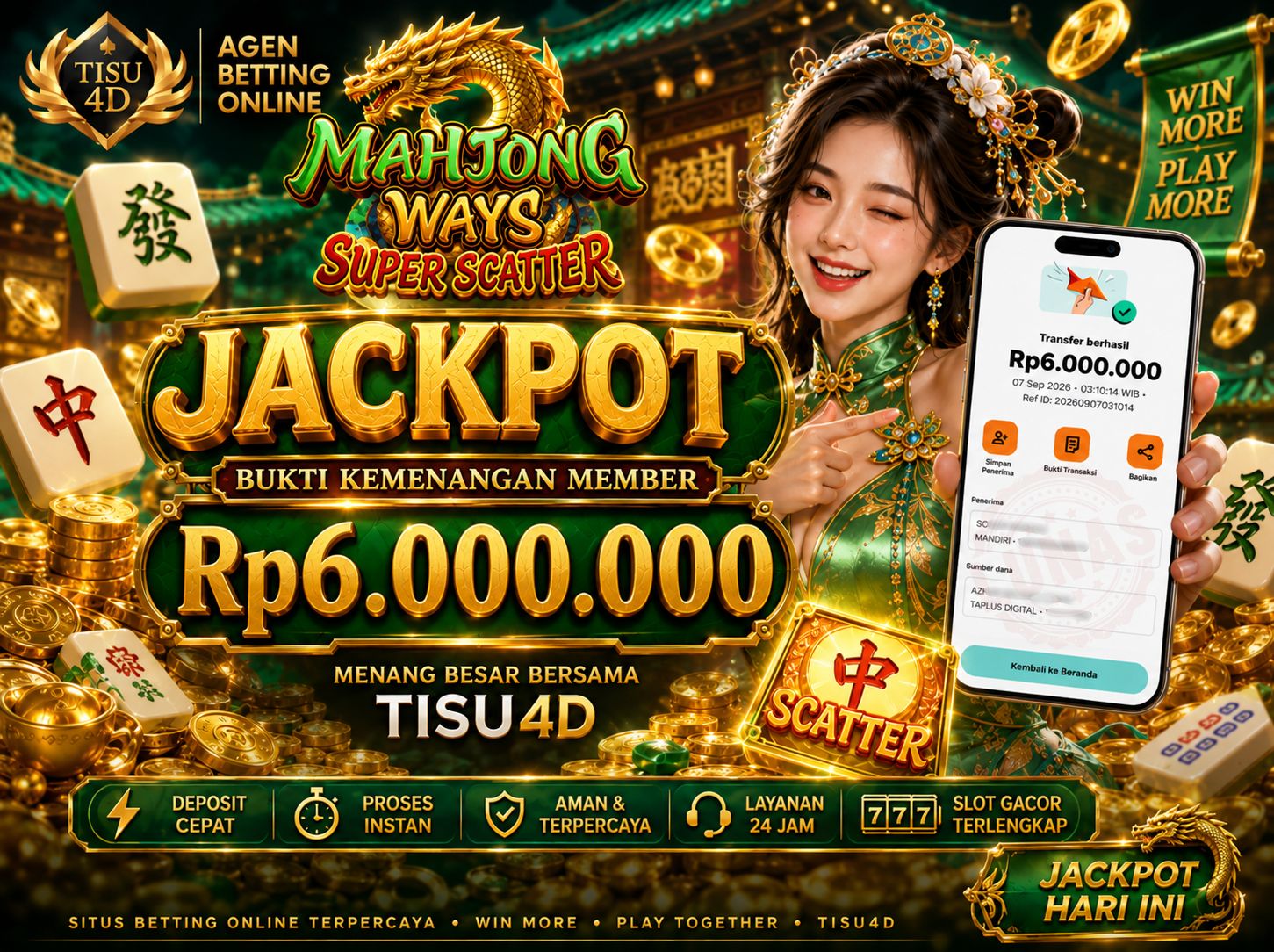 🐉 LEDAKAN SUPER SCATTER! MAHJONG WAYS SUPER SCATTER CAIRKAN 6 JUTA PAS! 🀄️💰