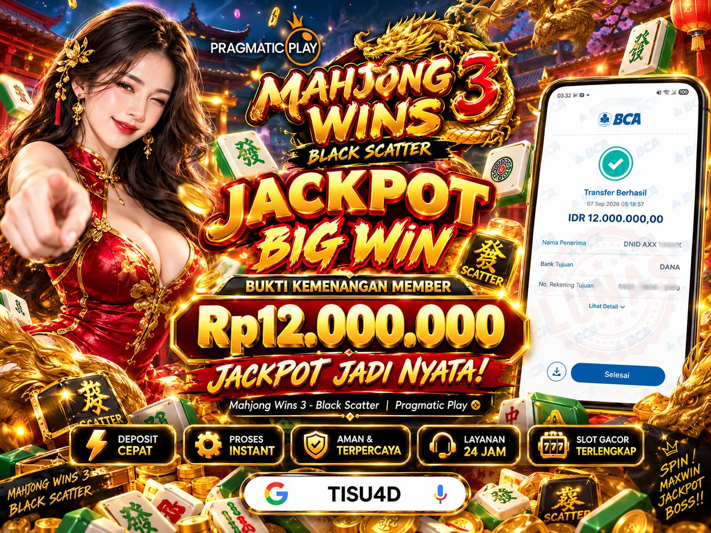 🔥 BLACK SCATTER MELEDAK DAHYAT! MAHJONG WINS 3 SUKSES BONGKAR BIG WIN 12 JUTA! 🀄️💰