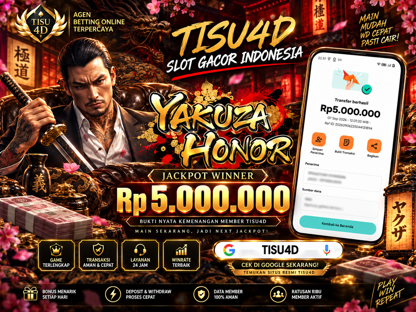 SELAMAT KEPADA MEMBER SETIA TISU4D 💸 TOTAL WITHDRAW Rp 5.000.000 JACKPOT LUNAS! 🏆 🎉 CONGRATULATIONS! 🎉  Terima kasih telah bermain dan meraih kemenangan bersama TISU4D!