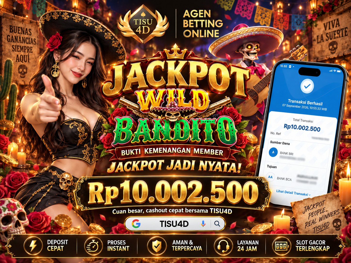 🔥 JACKPOT WILD BANDITO MELEDAK! 🔥  💰 BUKTI JACKPOT SUDAH CAIR! Wild Bandito kembali bikin heboh dengan kemenangan yang bikin mata melotot! 🤠💥