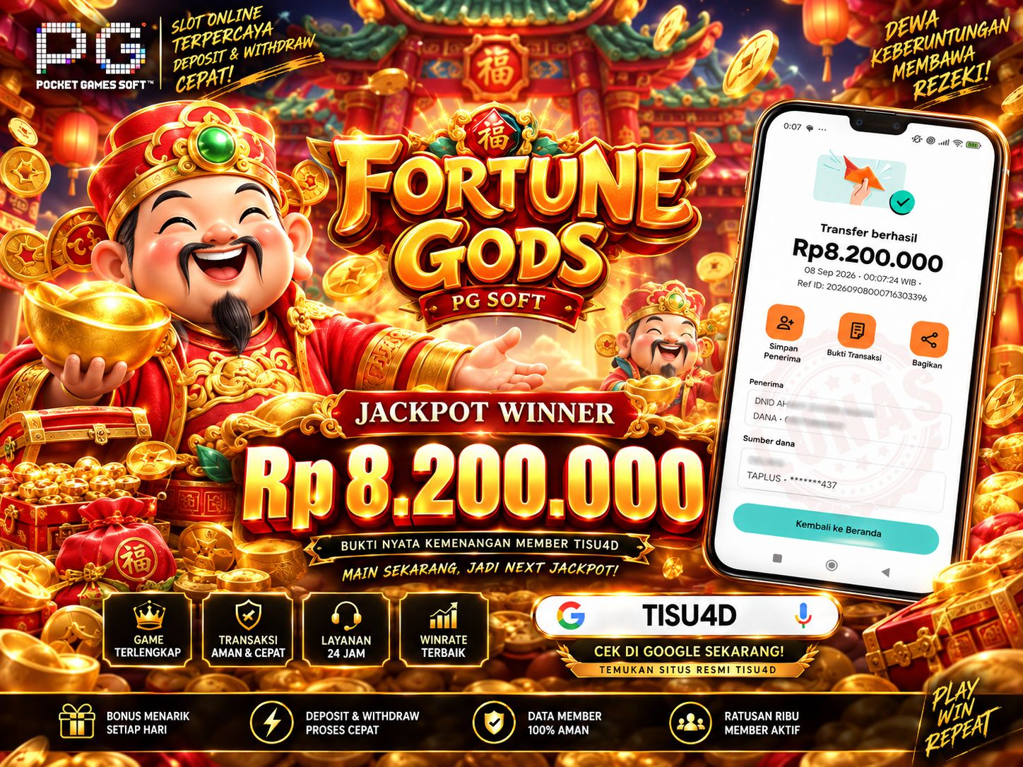 🏮 BERKAH DEWA KEBERUNTUNGAN! FORTUNE GODS SUKSES CAIRKAN 8,2 JUTA! 🧧💰