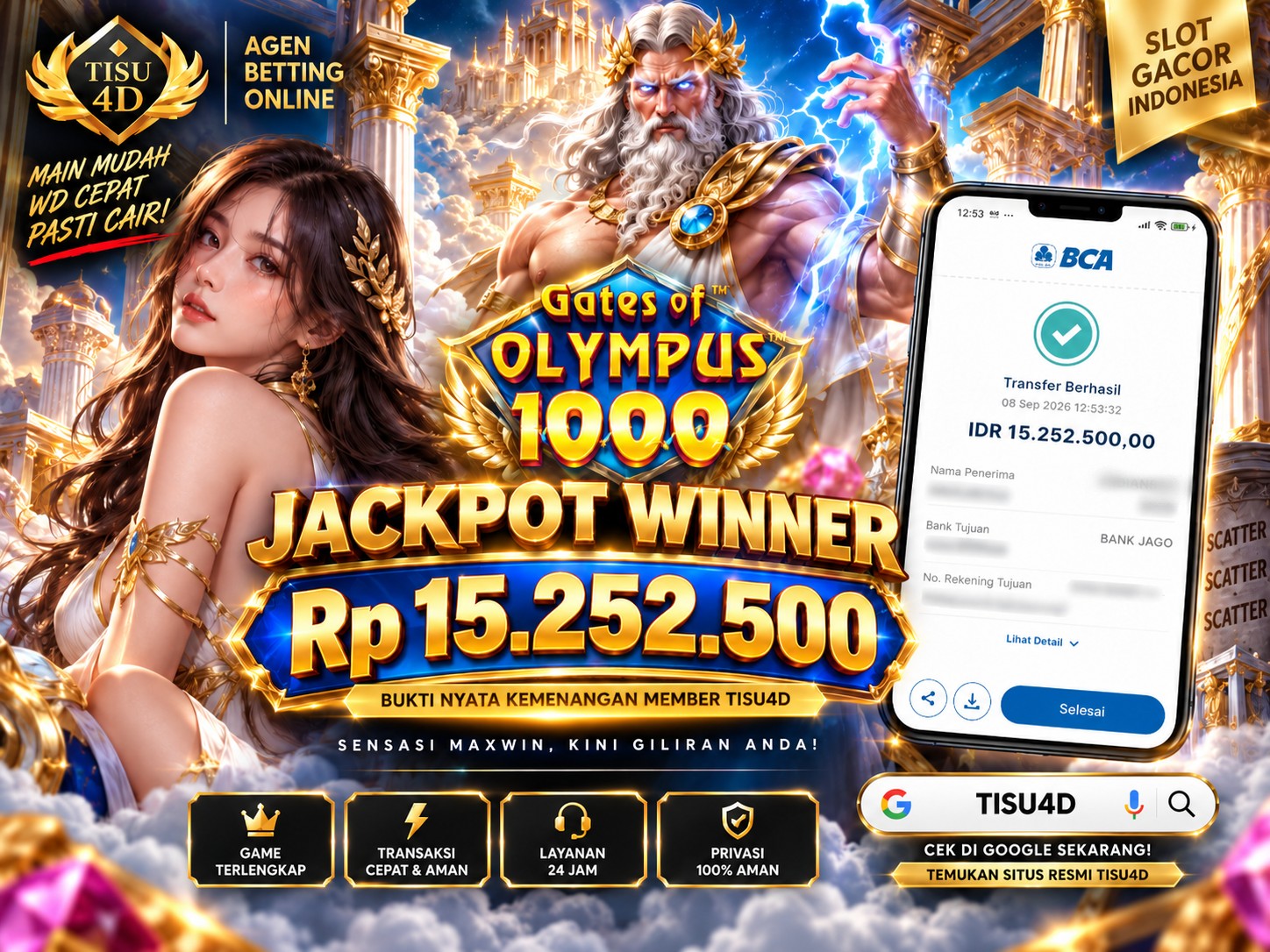 🔥 JACKPOT OLYMPUS 1000 LAGI MENGGILA DI TISU4D! ⚡ 🏛️✨ Naik ke puncak kemenangan bersama Olympus 1000 — sensasi makin seru, jackpot makin menggoda, hanya di TISU4D! 🔥