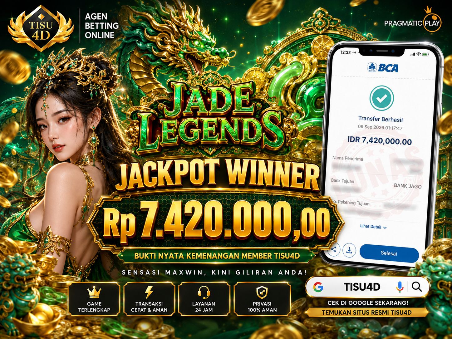 🐉 KEAJAIBAN GIUK EMAS! JADE LEGENDS CAIRKAN JACKPOT 7,4 JUTA! 💚💰