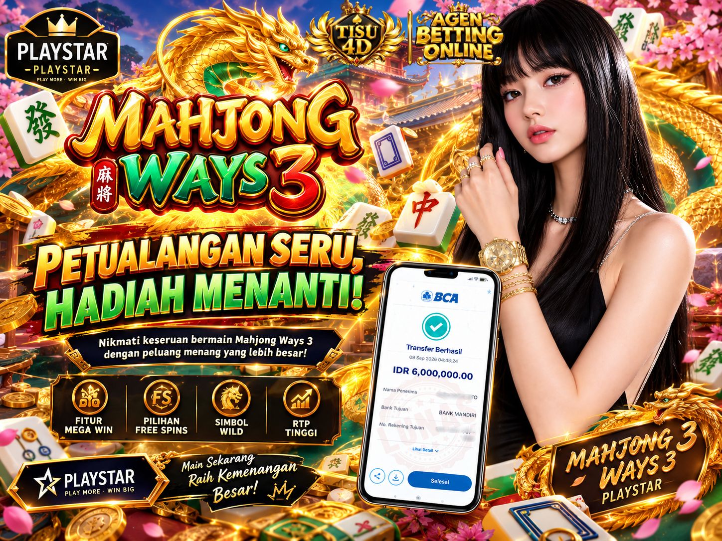 🐉 PETUALANGAN SERU BERBUAH CUAN! MAHJONG WAYS 3 PLAYSTAR BONGKAR 6 JUTA PAS! 🀄️💰