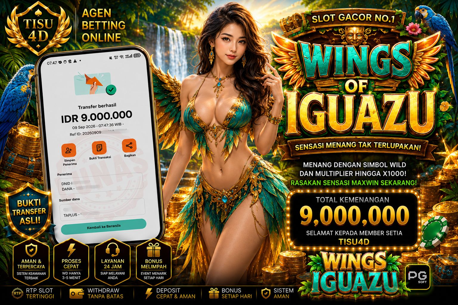 🦜 SENSASI KEPATAN WINGS OF IGUAZU! MULTIPLIER MELEDAK CAIRKAN 9 JUTA ! 🌊💰