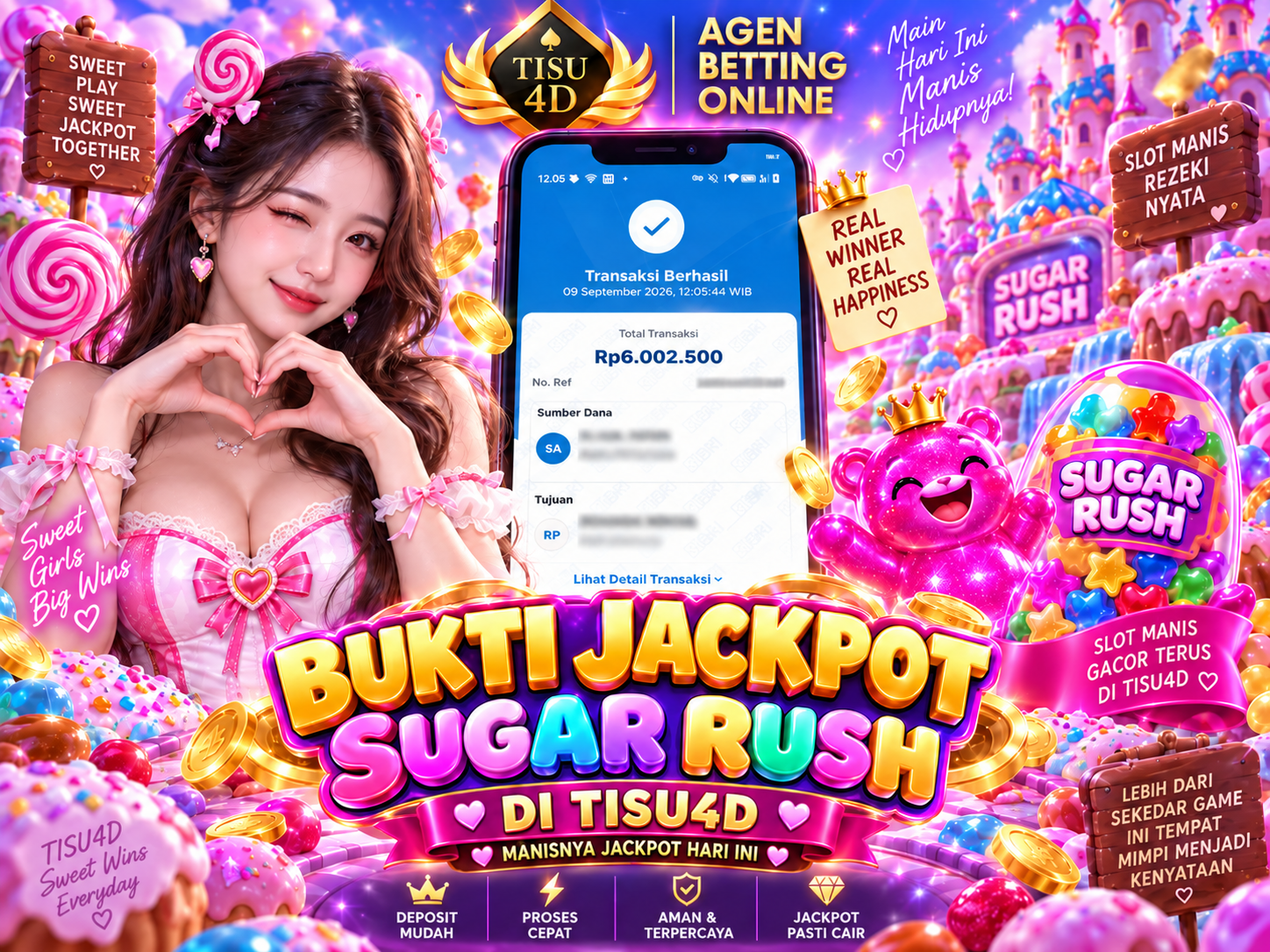 🍭 MANISNYA SUGAR RUSH, MANIS JUGA JACKPOTNYA! 🍭 Hari Ini Giliran Kamu Bawa Pulang Kemenangan! MAIN MANIS • MENANG FANTASTIS • JACKPOT TANPA BATAS ✨ HANYA DI TISU4D! ✨