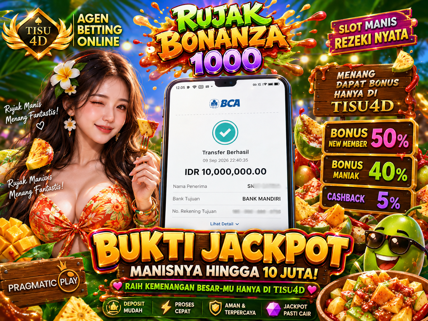 🌶️ RUJAK MANIS REZEKI NYATA! RUJAK BONANZA 1000 CAIRKAN 10 JUTA ! 🥭💰