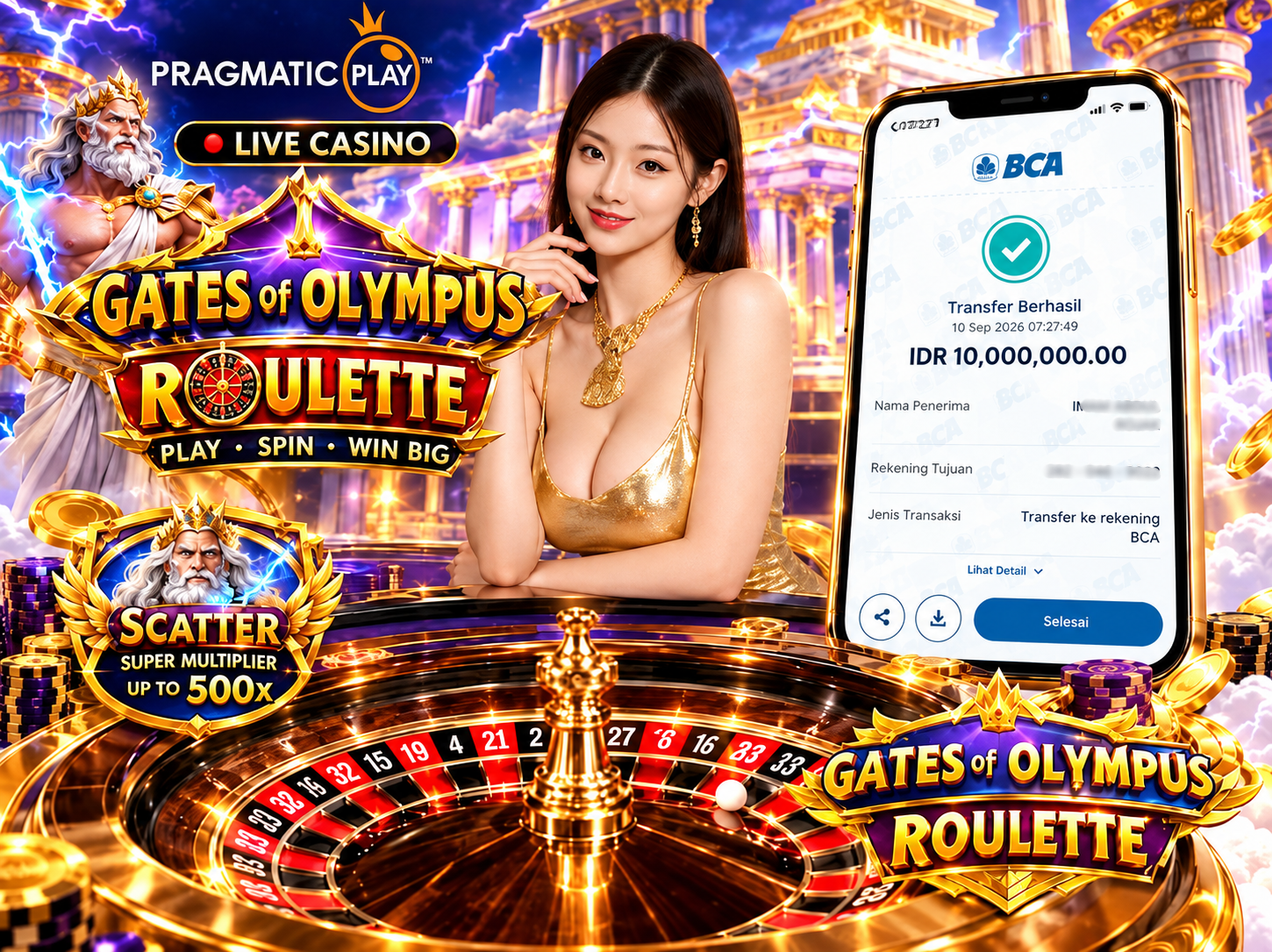 ⚡️ SAMBARAN PETIR ROULETTE MELEDAK! GATES OF OLYMPUS ROULETTE CAIRKAN 10 JUTA! 🎡💰