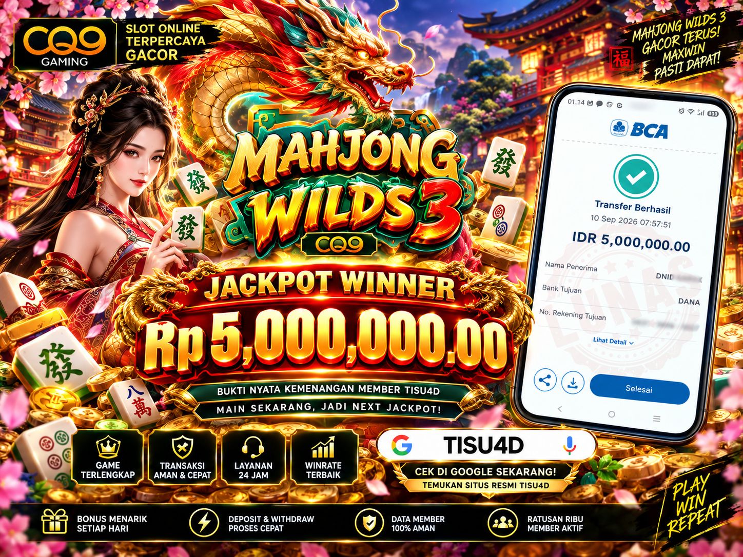 🀄️ NAGA HOKI CQ9 BERAKSI! MAHJONG WILDS 3 CAIRKAN 5 JUTA PAS! 🐲💰