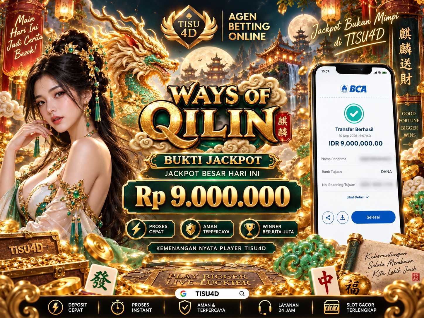 🔥 JACKPOT WAYS OF QILIN LAGI MENGGILA! 🔥 🐉 Keberuntungan Qilin, Jackpot Fantastis! 🐉 Saatnya Rasakan Sensasi Kemenangan dan Buktikan Jackpotmu! 💰 WAYS OF QILIN — JACKPOT BESAR HANYA DI TISU4D! ✨