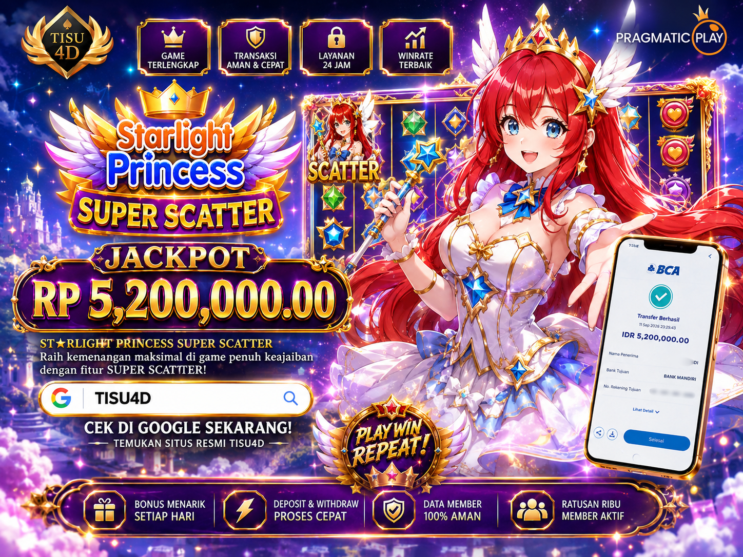 👑 KEPAKAN TONGKAT PERI MELEDAK! STARLIGHT PRINCESS SUPER SCATTER CAIRKAN 5,2 JUTA! 💖💰