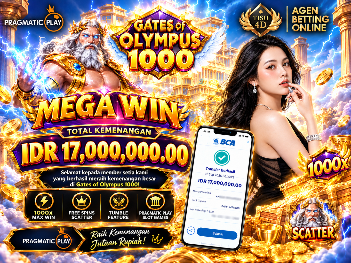⚡️ PETIR MULTIPLIER 1000X SAMBAR MEGA WIN! GATES OF OLYMPUS 1000 CAIRKAN 17 JUTA PAS! ⚡️💰