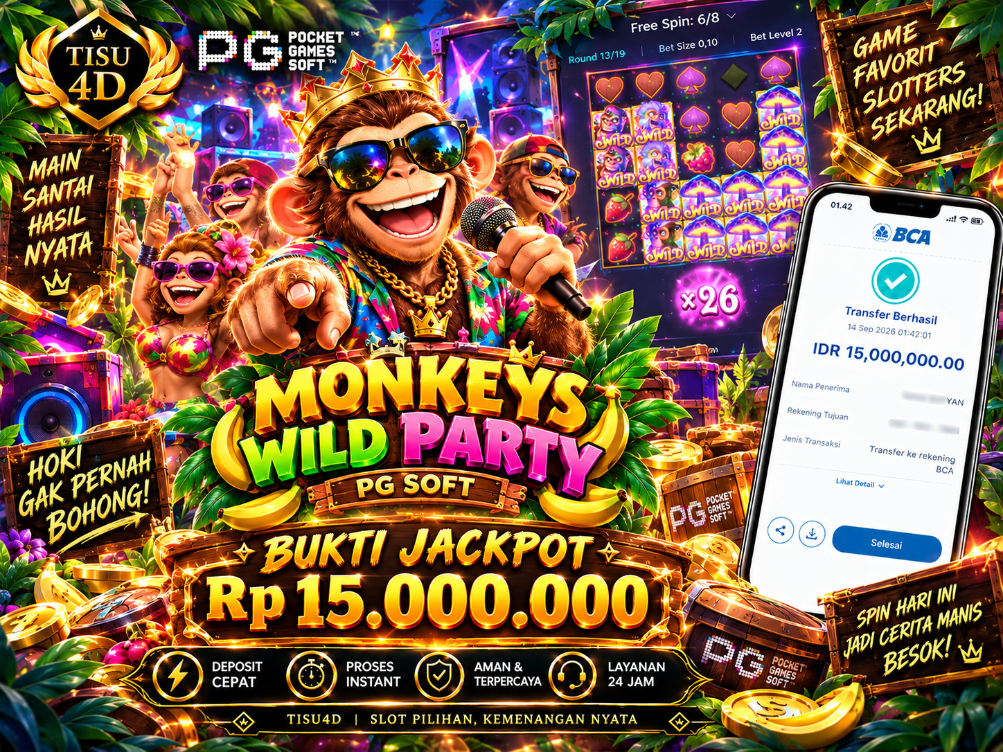🐒 PESTA MONKEY WILD MELEDAK! MONKEYS WILD PARTY CAIRKAN 15 JUTA! 🐒💰