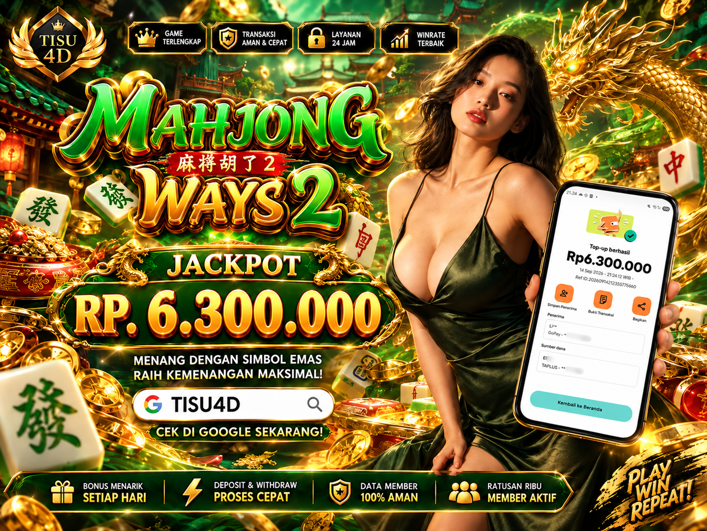 Selamat! Kemenangan Luar Biasa Rp 6.300.000 di Mahjong Ways 2!