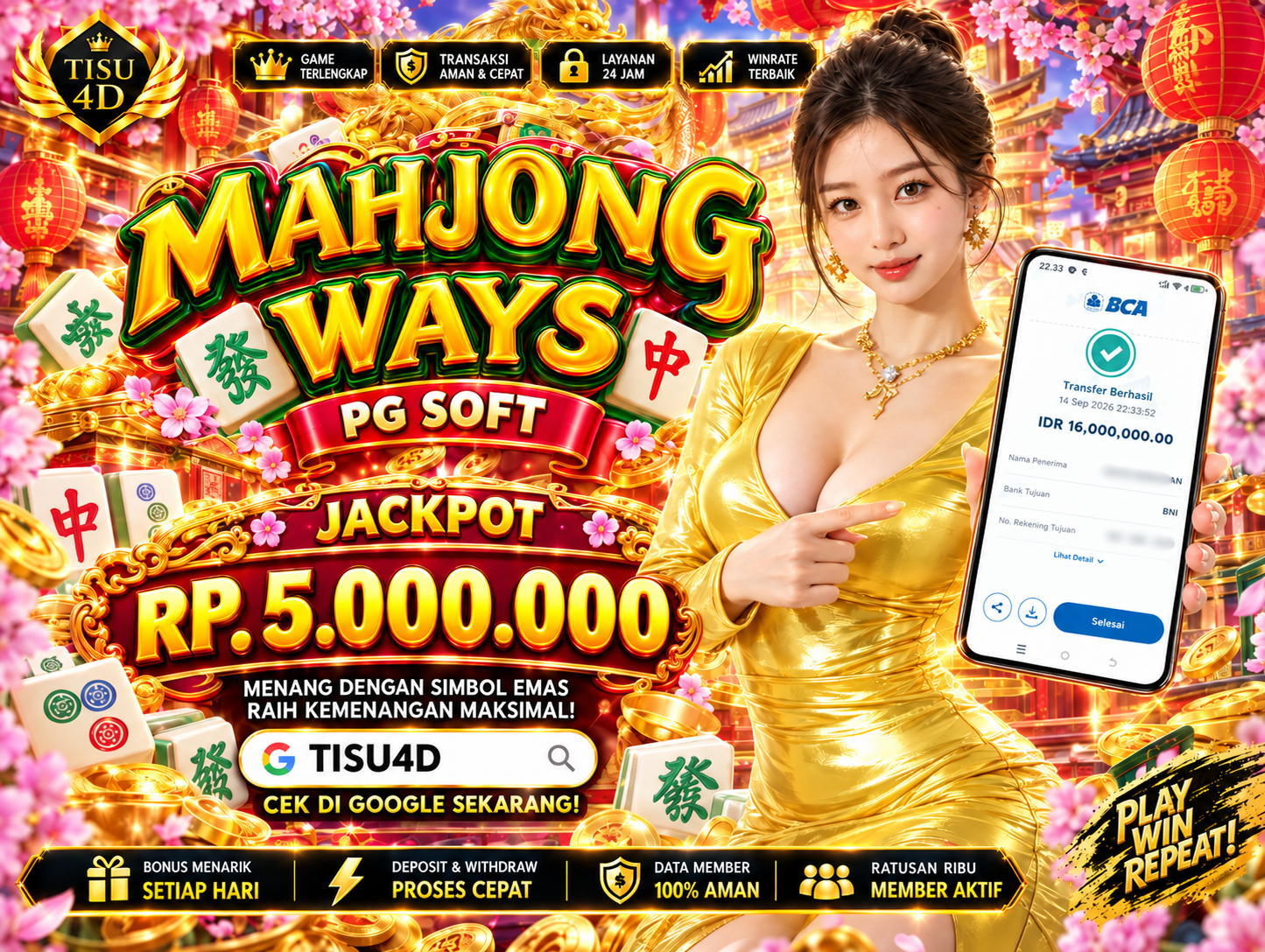 Kebanjiran Cuan! Jackpot Rp 5.000.000 Pecah di Mahjong Ways !