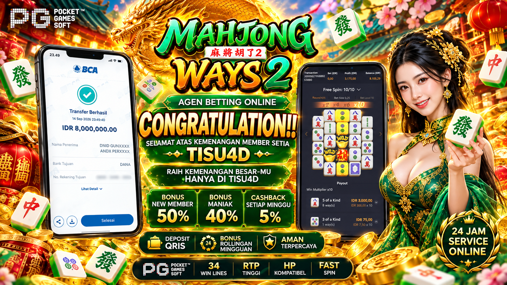 Ledakan Sensational Rp 8.000.000! Member TISU4D Panen Kemenangan di Mahjong Ways 2!