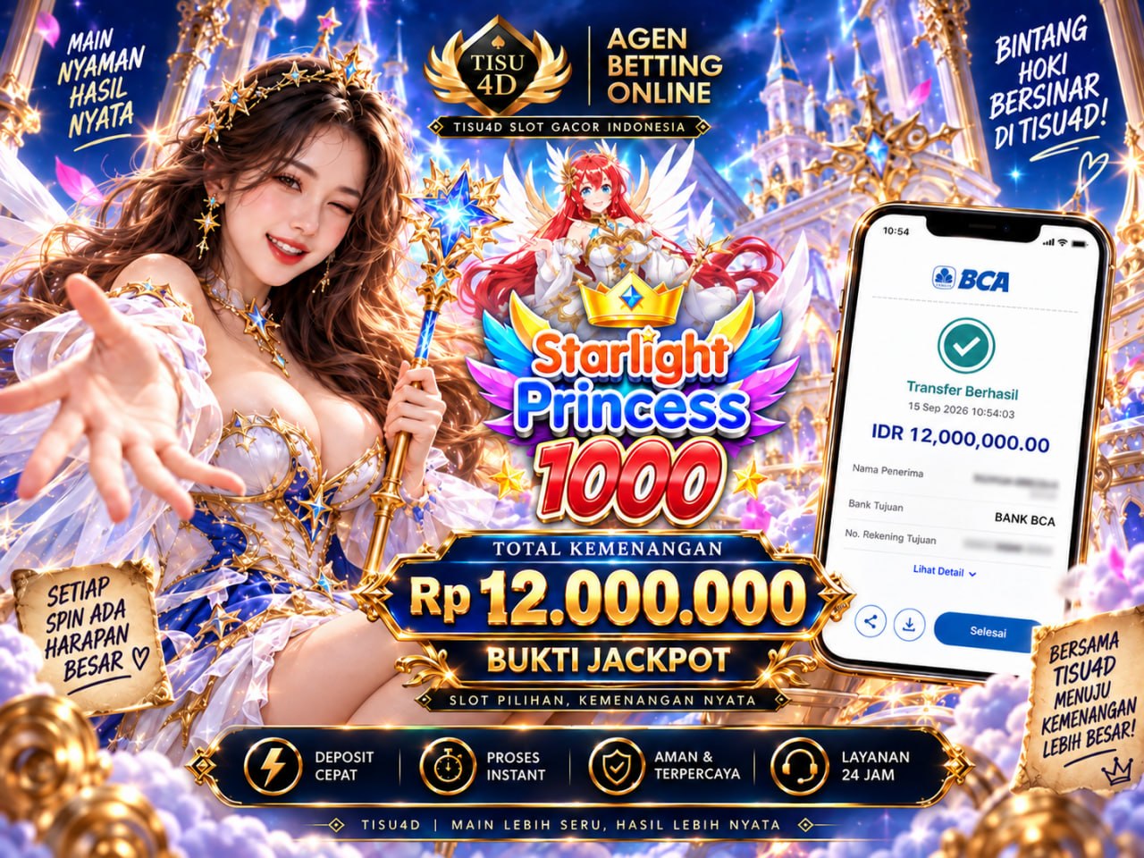 ✨ JACKPOT STARLIGHT PRINCESS 1000! ✨ 💥 MULTIPLIER HINGGA 1000X! 💥 👑 RASAKAN SENSASI JACKPOTNYA HANYA DI TISU4D! 🔥