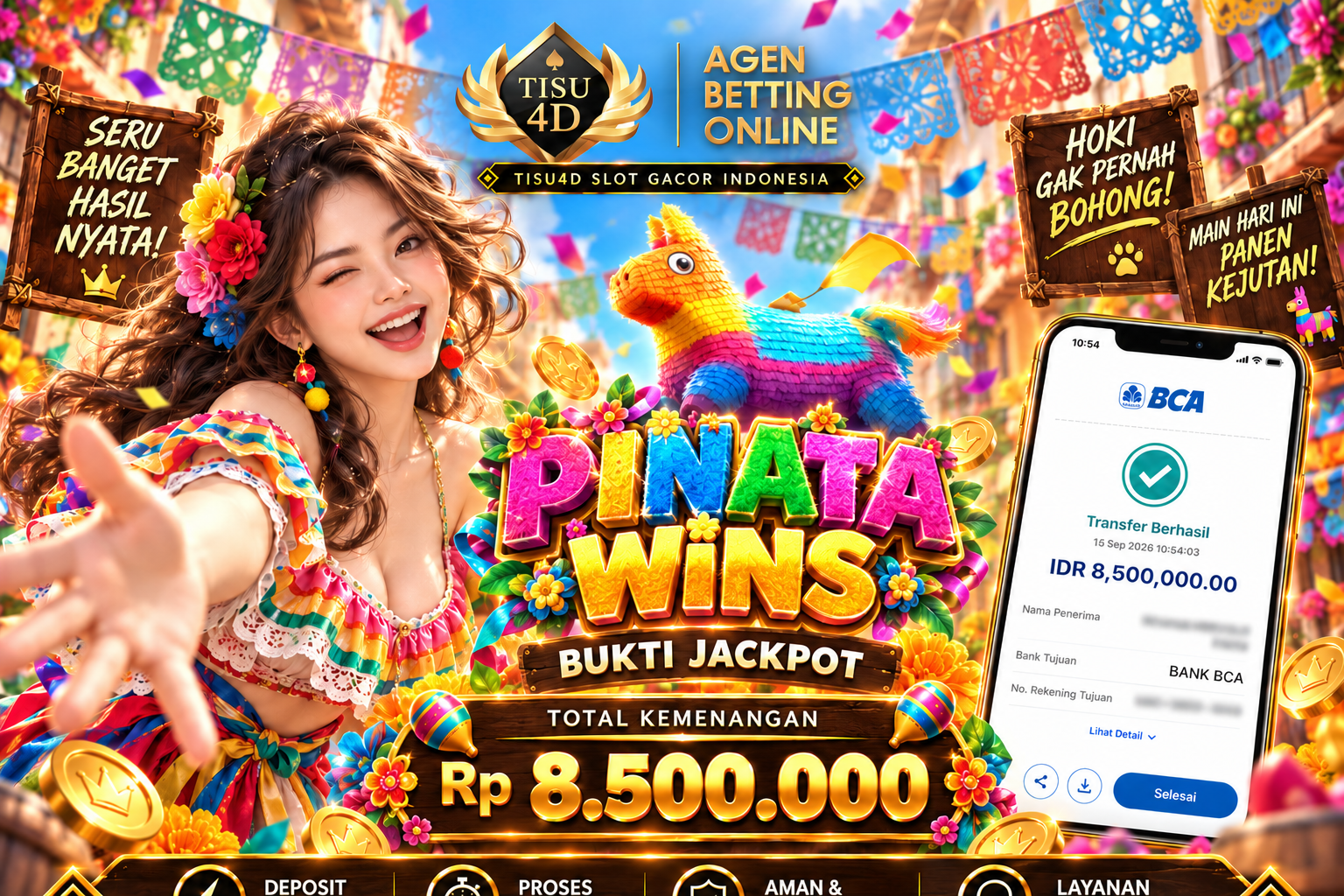 🔥 BUKTI JACKPOT BIKIN MELONGO! 🔥 💰 TOTAL KEMENANGAN RP 8.500.000! 💰 🎉 MAIN SERU, HASILNYA NYATA! 🐴 PIÑATA WINS — JACKPOT HANYA DI TISU4D! ✨  Seru Banget, Hasil Nyata! Hoki Gak Pernah Bohong, Saa