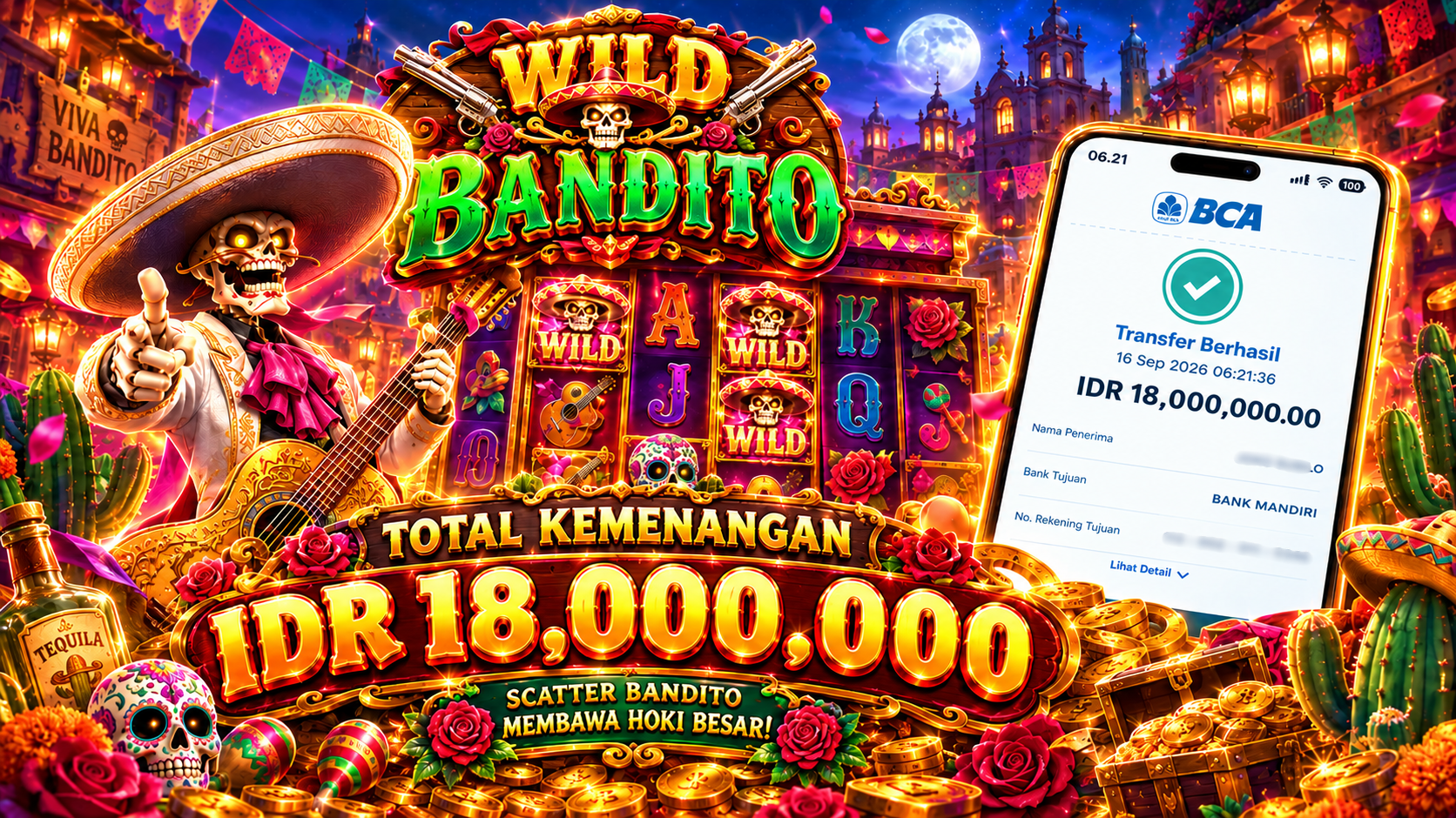 Scatter Bandito Membawa Hoki Besar! Jackpot IDR 18.000.000 Pecah di Wild Bandito!