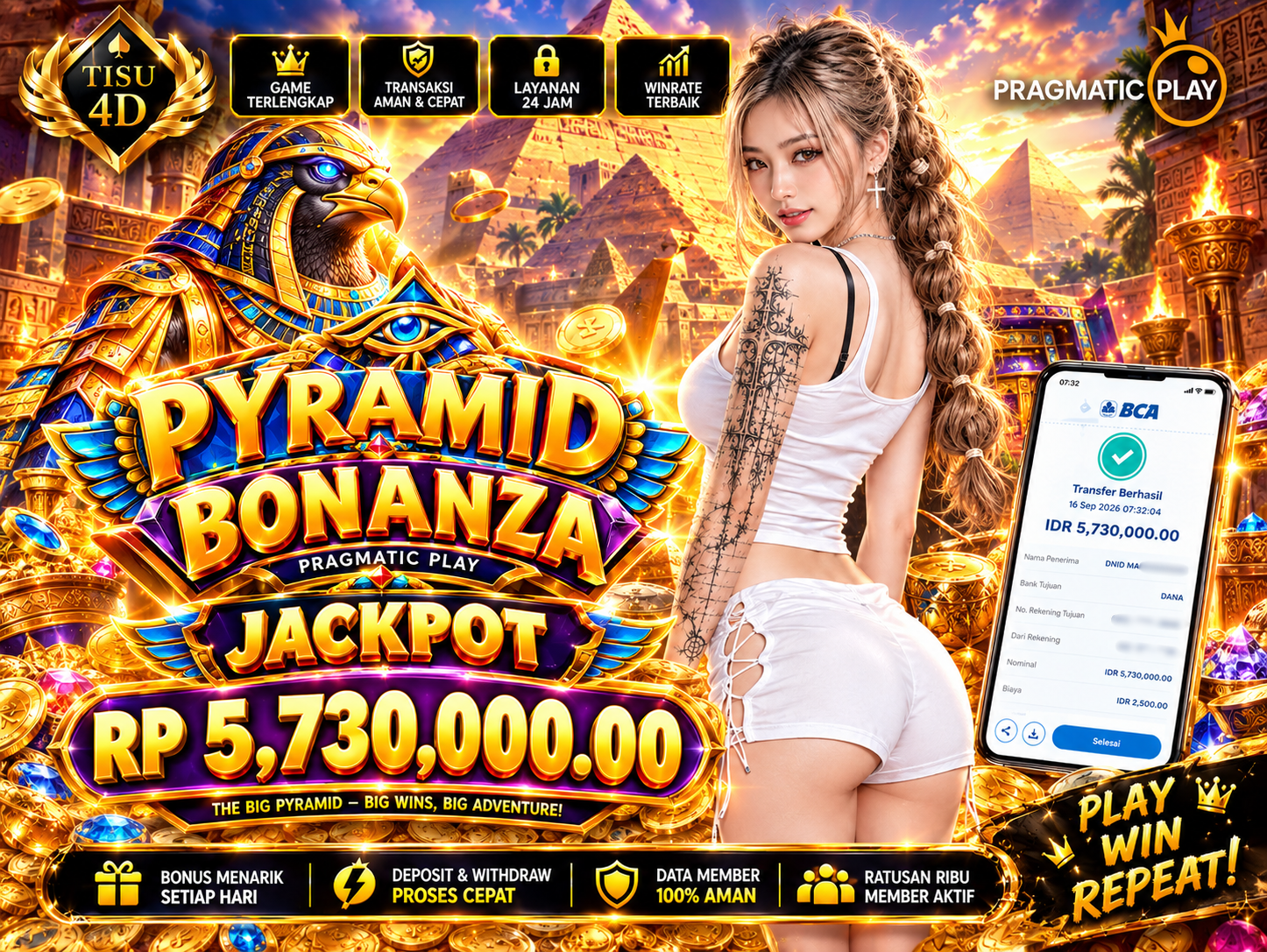 Harta Karun Firaun Pecah! Member TISU4D Raih Jackpot Rp 5.730.000 di Pyramid Bonanza!