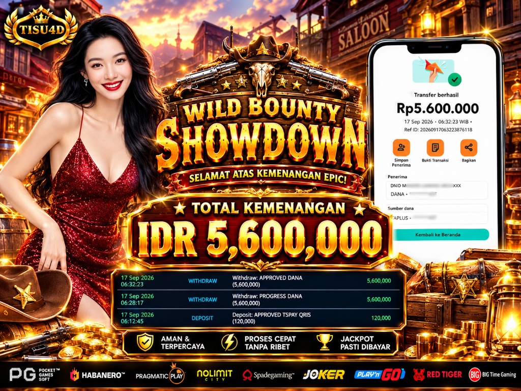 Kemenangan Epic Pecah! Member TISU4D Boyong Jackpot IDR 5.600.000 di Wild Bounty Showdown!